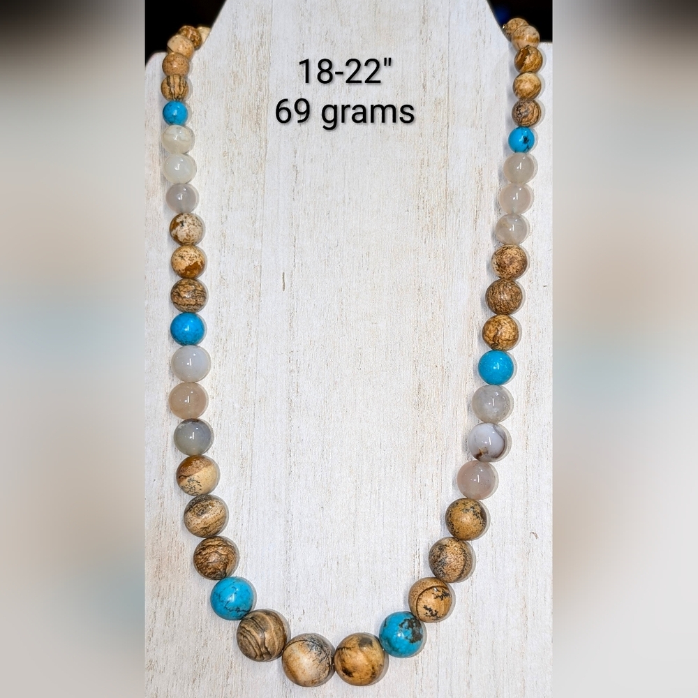 One-of-a-kind Turquoise & Jasper Southwest Sterling Necklace